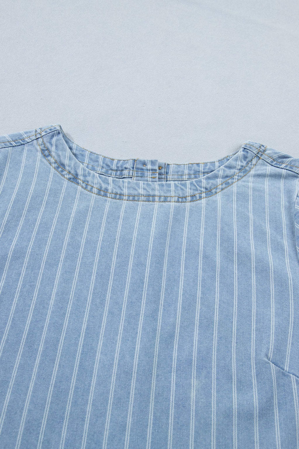 Stripe Denim Buttoned Back Mini T-Shirt Dress