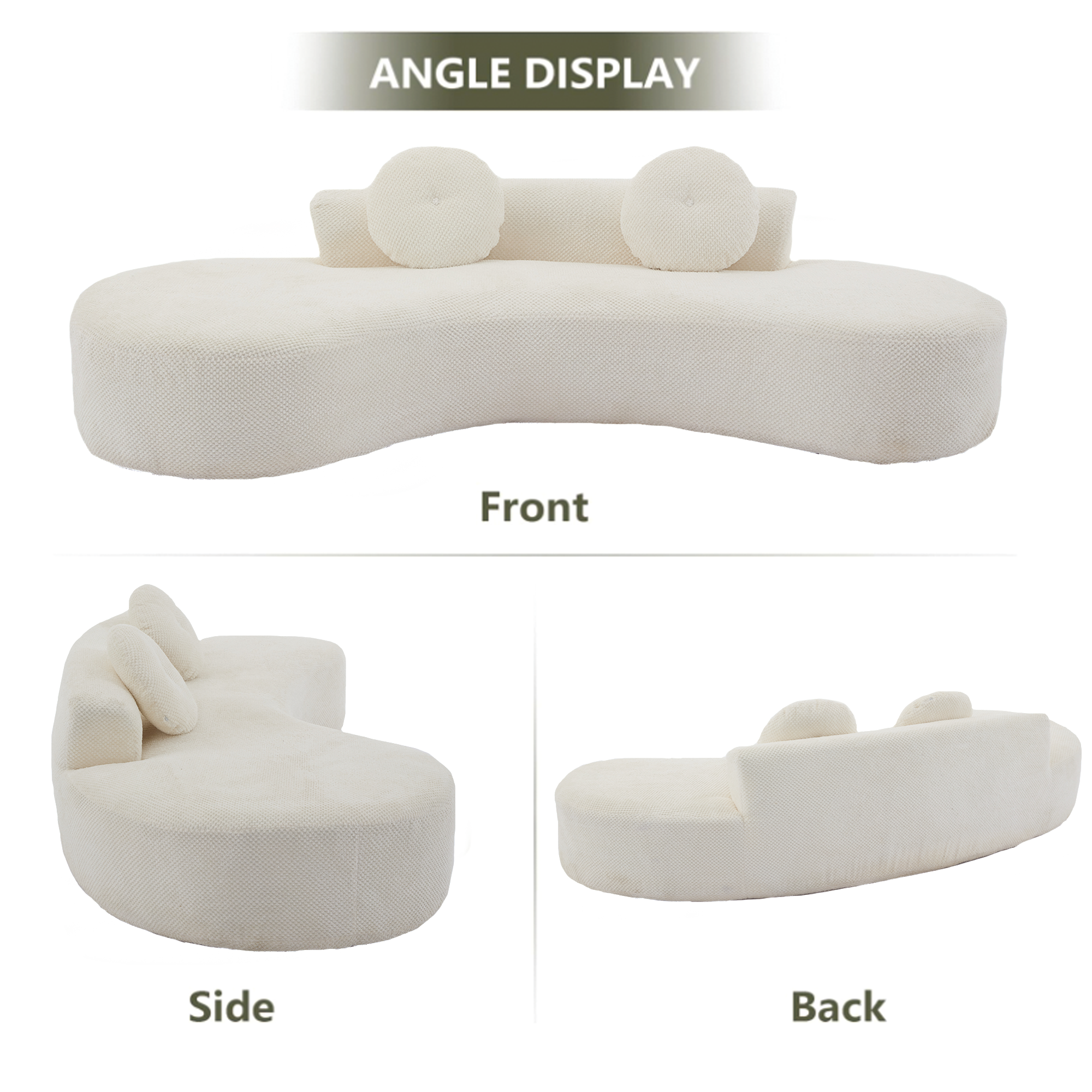[NEW ARRIVED] [VIDEO PROVIDED]105.5''Curved Sofa, Modern Minimalist Sofa, Cloud Couch Sofa 3-4 Seater Couch with 2 Pillows,Bedroom,  No Assembly Required, Point-shaped corduroy,(Anti-Wrinkle) , Beige