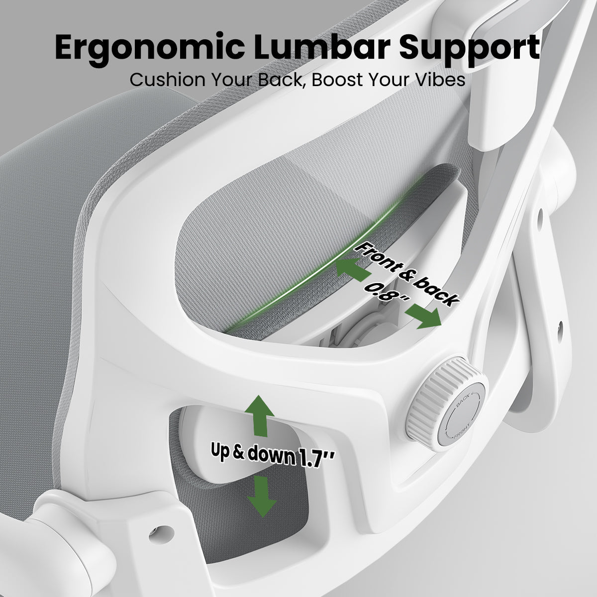 Ergonomic Office Chair, Home Office Desk Chair with Headrest, High Back Computer Chair with Armrests and Adjustable Lumbar Support for Home Office Study Room, White & Gray