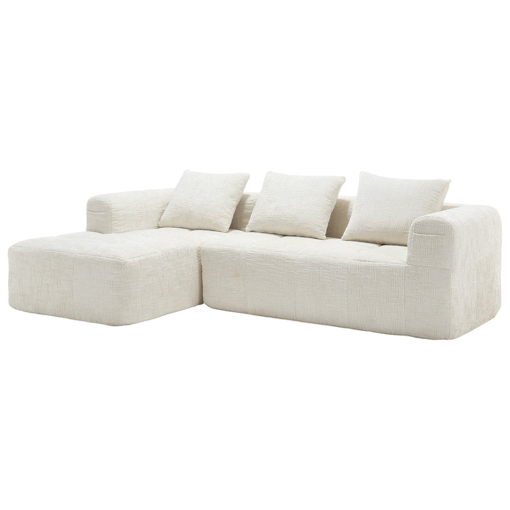 UNITED WE WIN 98.42-inch modular sectional sofa, modern modular L-shaped sofa with chaise longue, equipped with small side pockets and free of compression during installation.