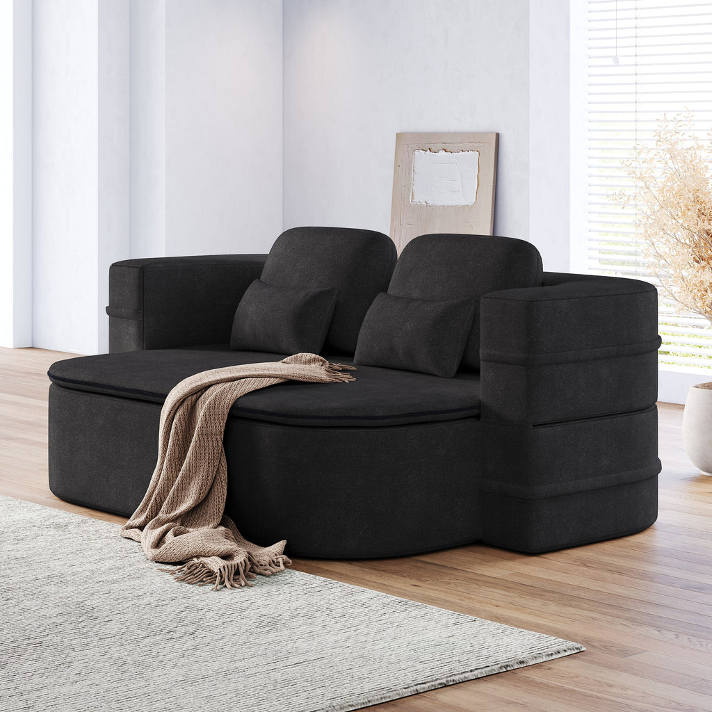 75''2-in-1 Foldable Sofa,Convertible Sleeper Foam Sofa Bed with Multi Functional Blanket, Chenille Floor folding sofa bed,  Floor Sofa Lounge Sofa for Living Room Bedroom Lounge Studio