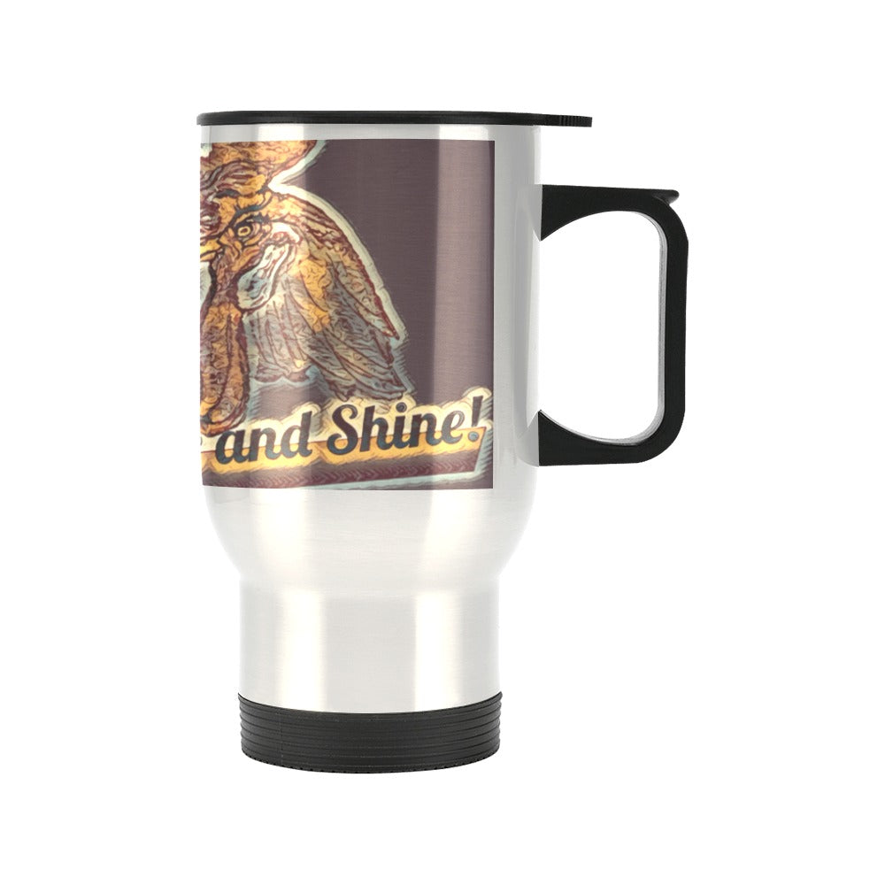 Rise and Shine Rooster Travel Mug - 14 oz (Made in USA)