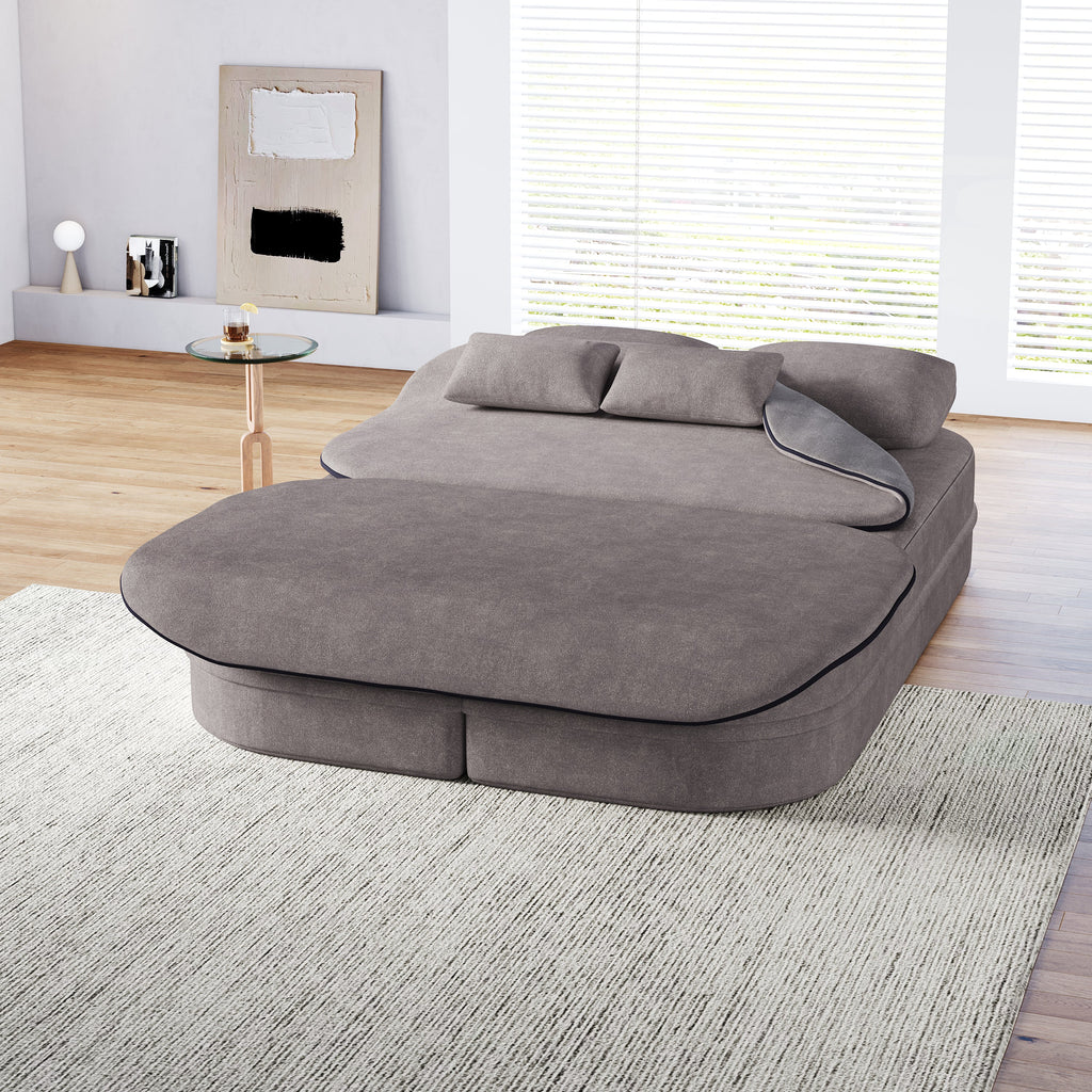 75''2-in-1 Foldable Sofa,Convertible Sleeper Foam Sofa Bed with Multi Functional Blanket, Chenille Floor folding sofa bed,  Floor Sofa Lounge Sofa for Living Room Bedroom Lounge Studio
