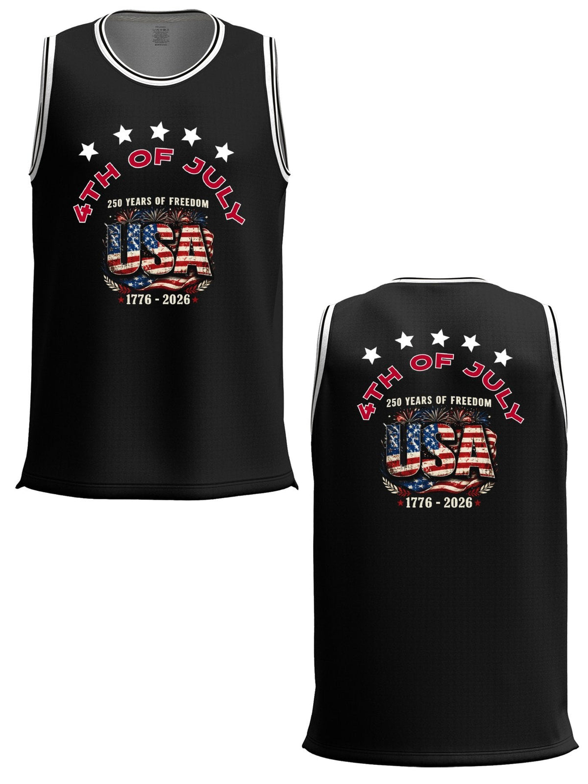 4th of July Adult Black Basketball Jersey | Ships From USA