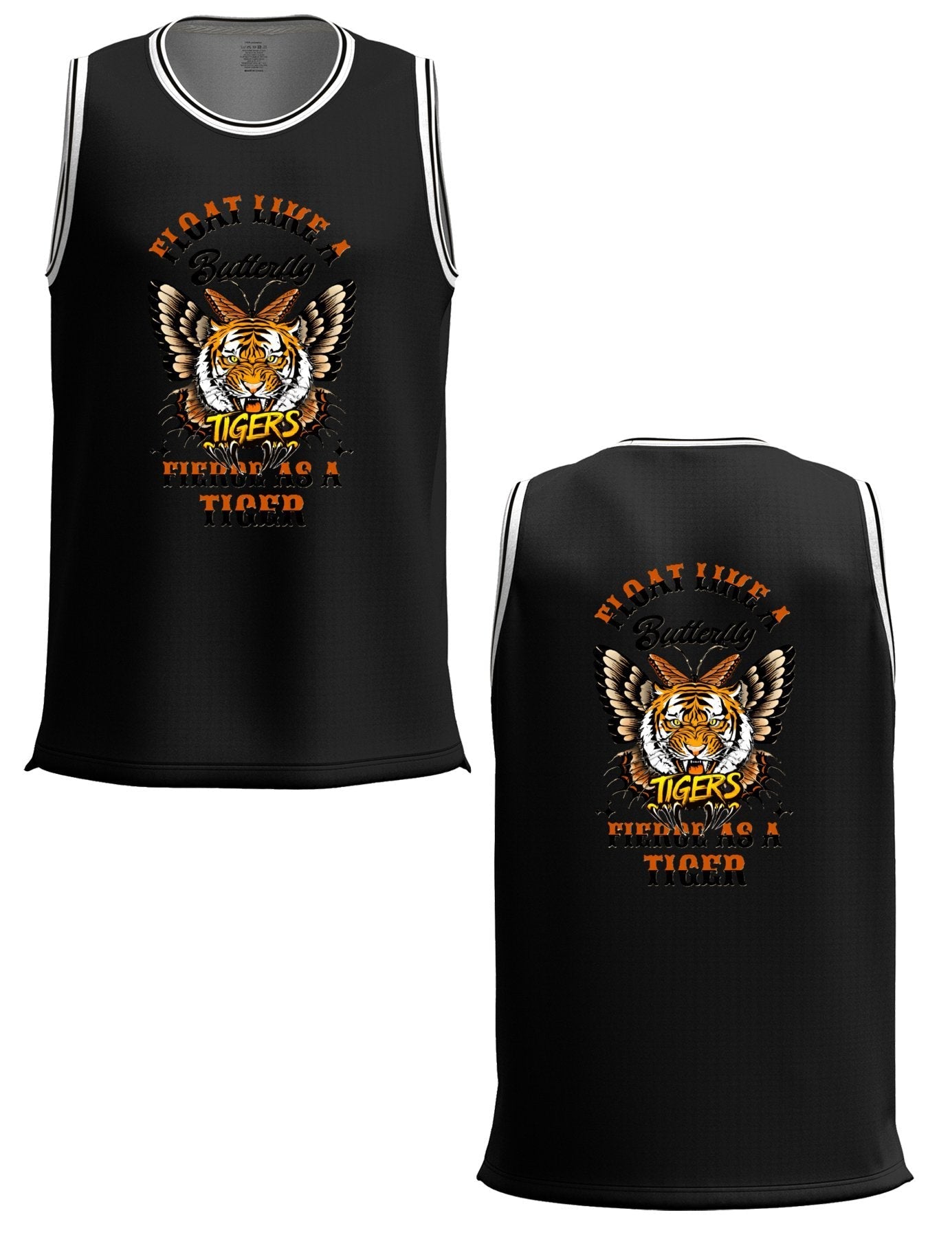 Float Like a Butterfly Fierce as a Tiger Adult Black Basketball Jersey | Ships From USA