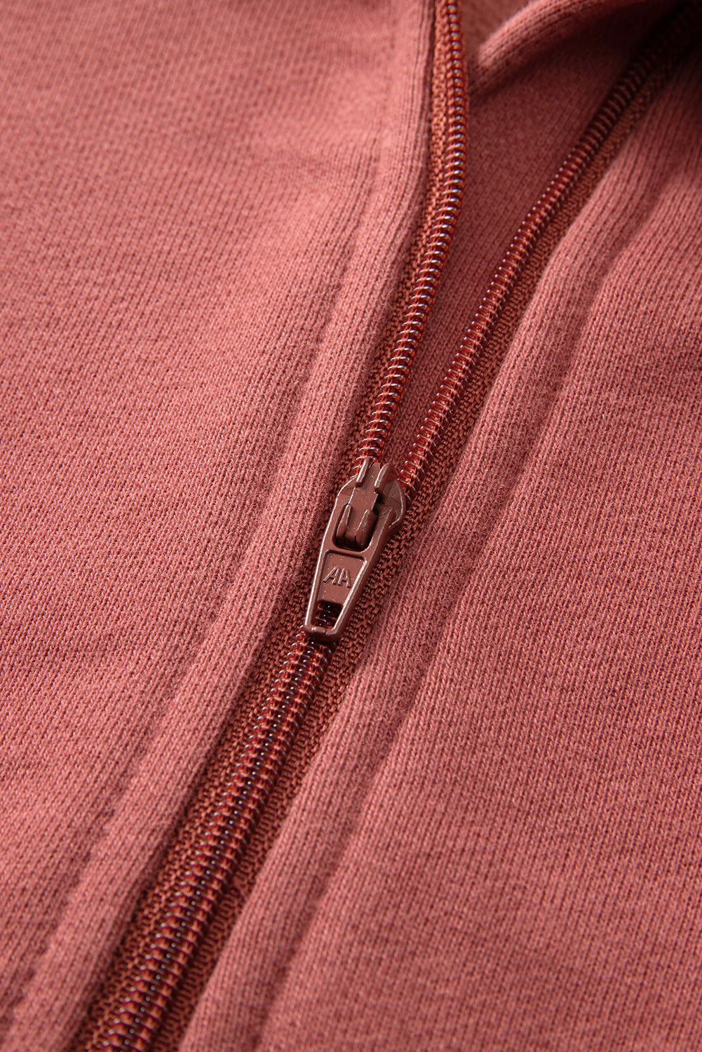 Green Zip Stand Collar Ribbed Thumbhole Sleeve Sweatshirt