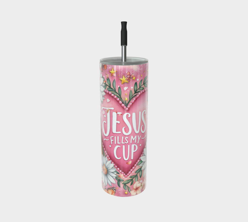 Jesus Fills My Cup Stainless Steel 20 oz Skinny Tumbler
