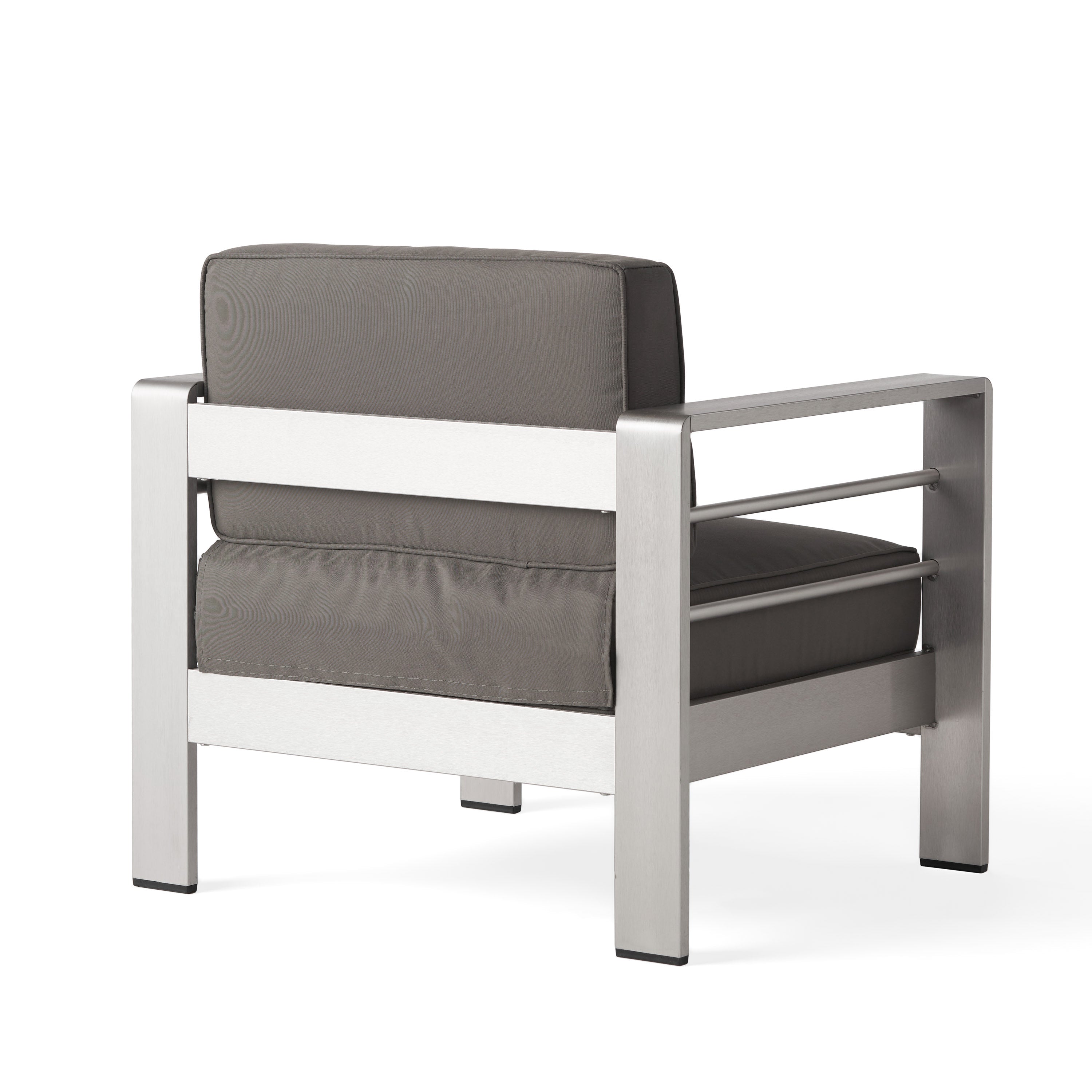 Outdoor Aluminum Club Chair with Cushion, Grey