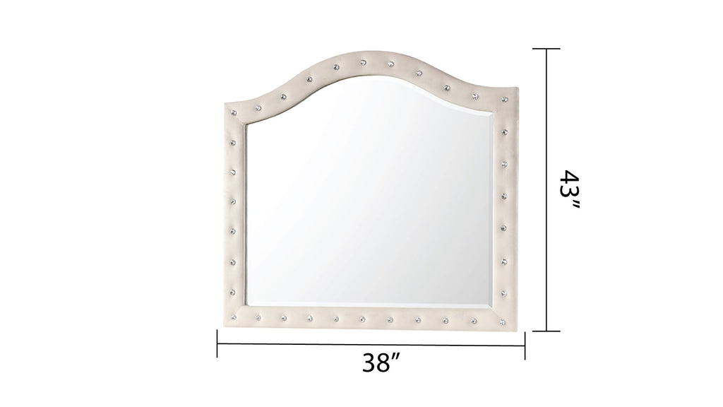 SOPHIA Crystal Tufted Full 5 Pc Bed Made with Wood in Cream (NJ INVENTORY)