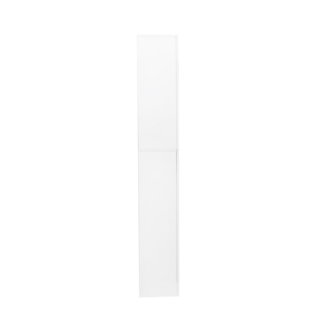 Elegant White Freestanding Cabinet with Inadjustable Shelves and Two Doors for Kitchen and Dining Room