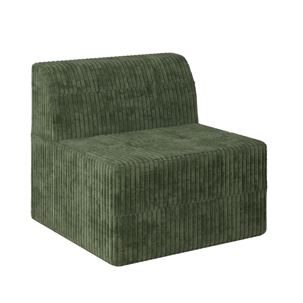 L shape Modular Sectional Sofa,DIY Compressed Sectional Sofa Modern Minimalist Style Corduroy Couch, Sleeper Sofa for Living Room, Bedroom, Comfy Compressed Sofa Couch Space-Efficient Design-GREEN