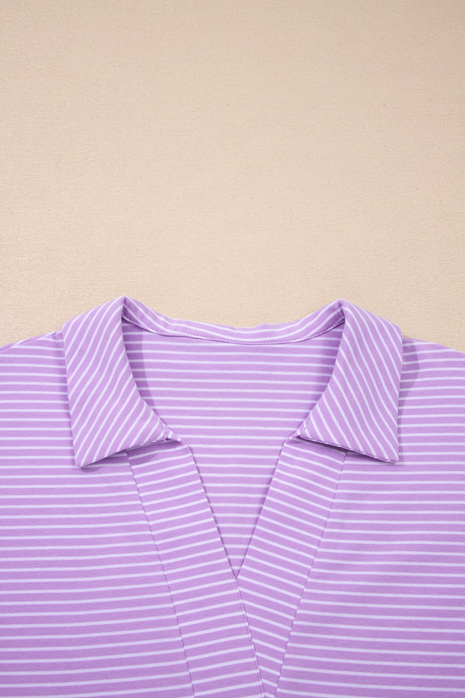 Stripe Dolman Sleeve Polo Shirt & Drawstring Shorts Set