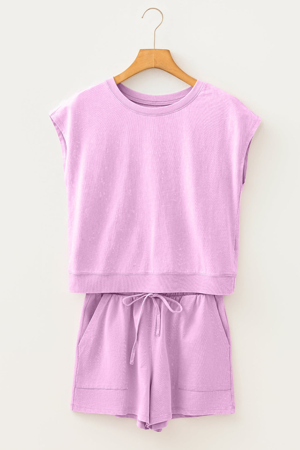 Mineral Wash Top & Drawstring Shorts Set