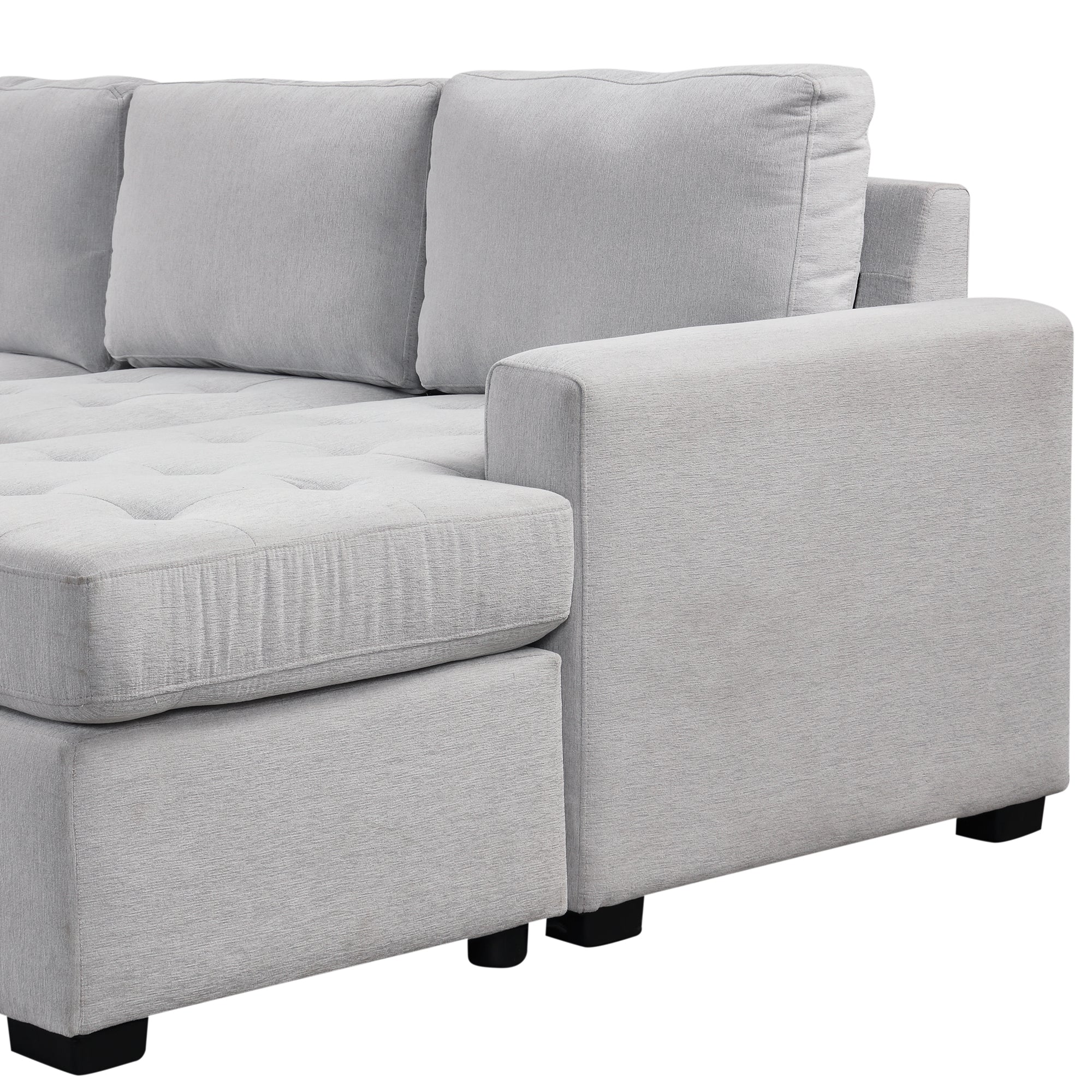U_Style Sectional Sleeper Sofa with Pull-out Bed and Lounge Chair, USB and Type-C Interfaces, Suitable for Living Room, Office, and Spacious Spaces