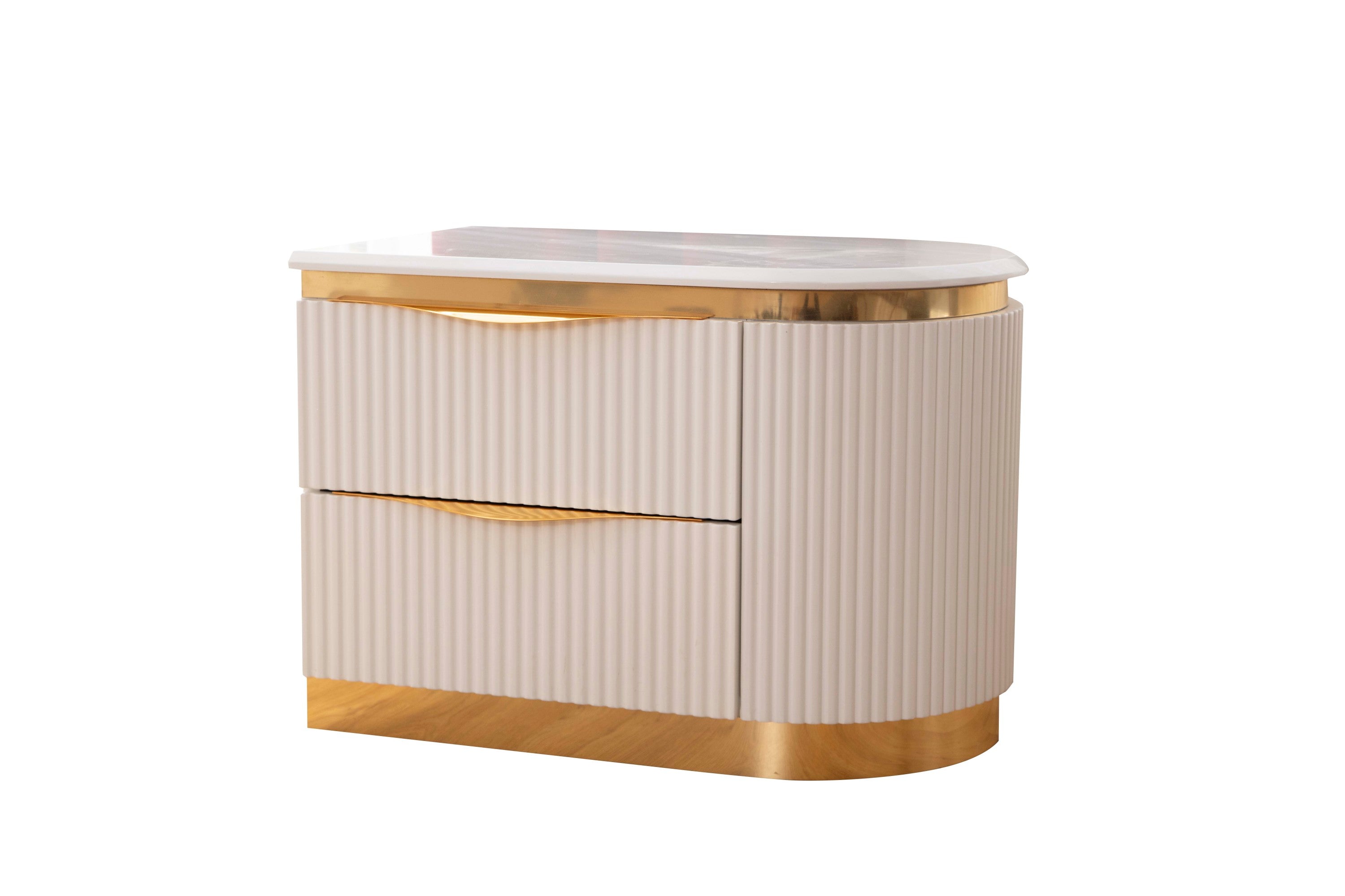 Gold Detailed Upholstery King 5-N Pc made with Wood in White(NJ INVENTORY)
