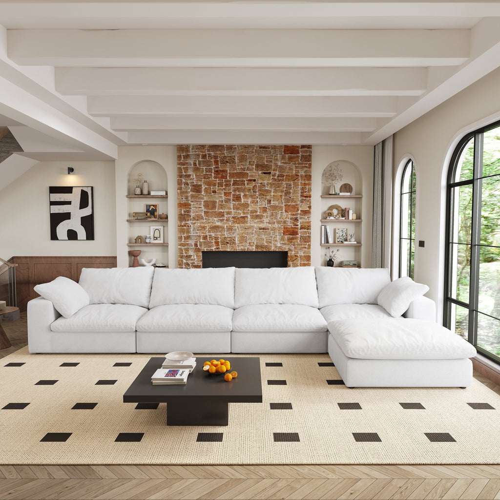 Cloud Modular Sectional Sofa 160' Down Filled Comfort L Shaped Sofa Couch for Living Room,4 Seater and 1 ottoman