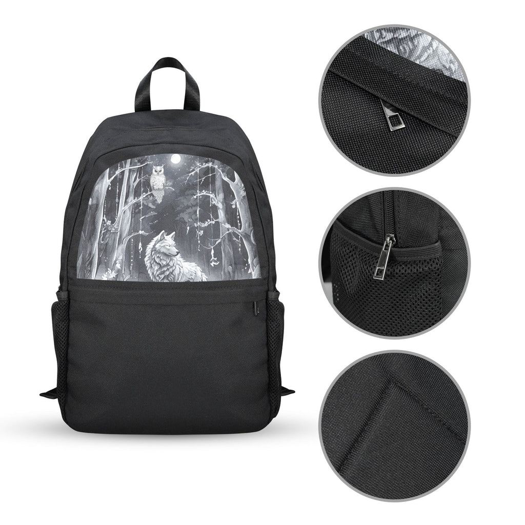 Wolf in Moonlit Forest Casual Backpack | Upper Part Printing