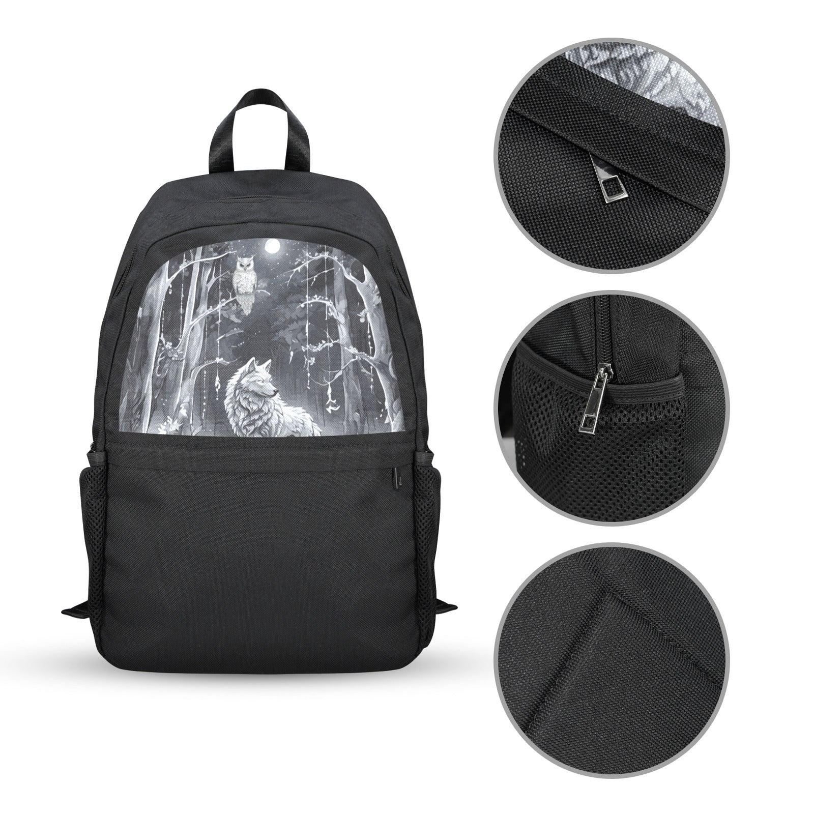 Wolf in Moonlit Forest Casual Backpack | Upper Part Printing