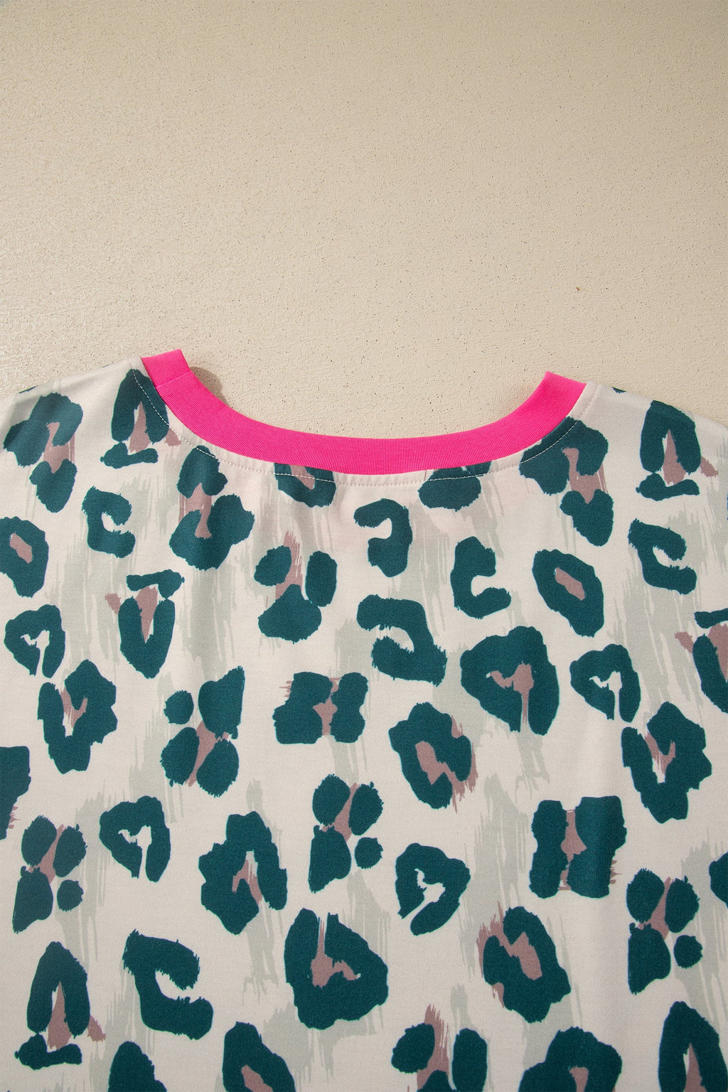 Plus Size Leopard Colorblock Top & High Waist Shorts