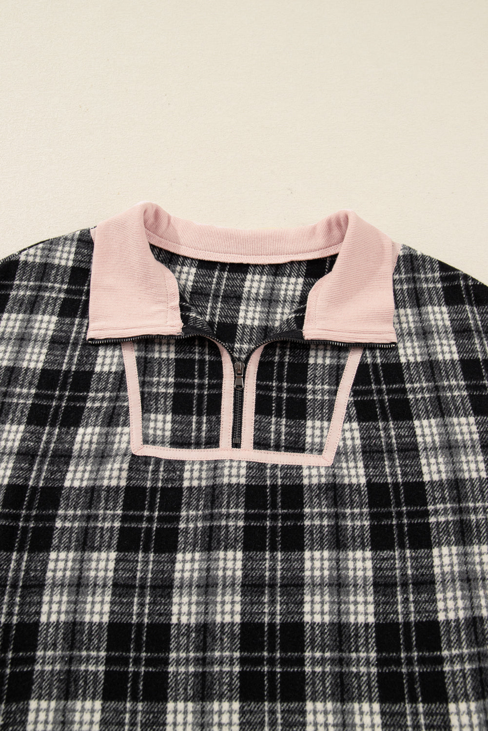Plaid Collared Zip-Up Long Sleeve Mini Dress