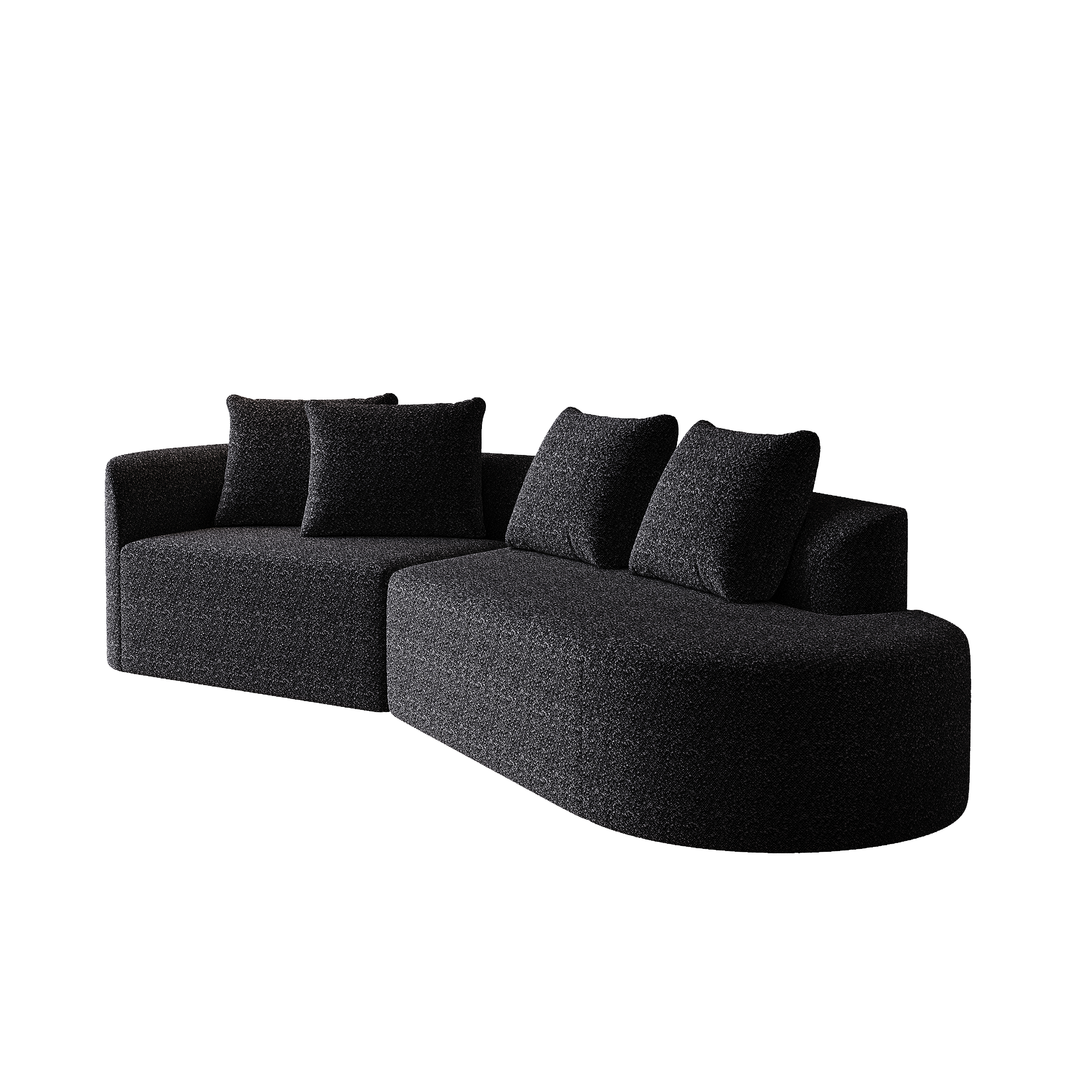 Modern Upholstered Oversized Sectional Sofa, 112-Inch Chenille 4-Seater Extra Deep & Wide Seat Curved Cloud Couch with 4 Throw Pillows, Free Combination Sofa Couch for Living Room,Bedroom