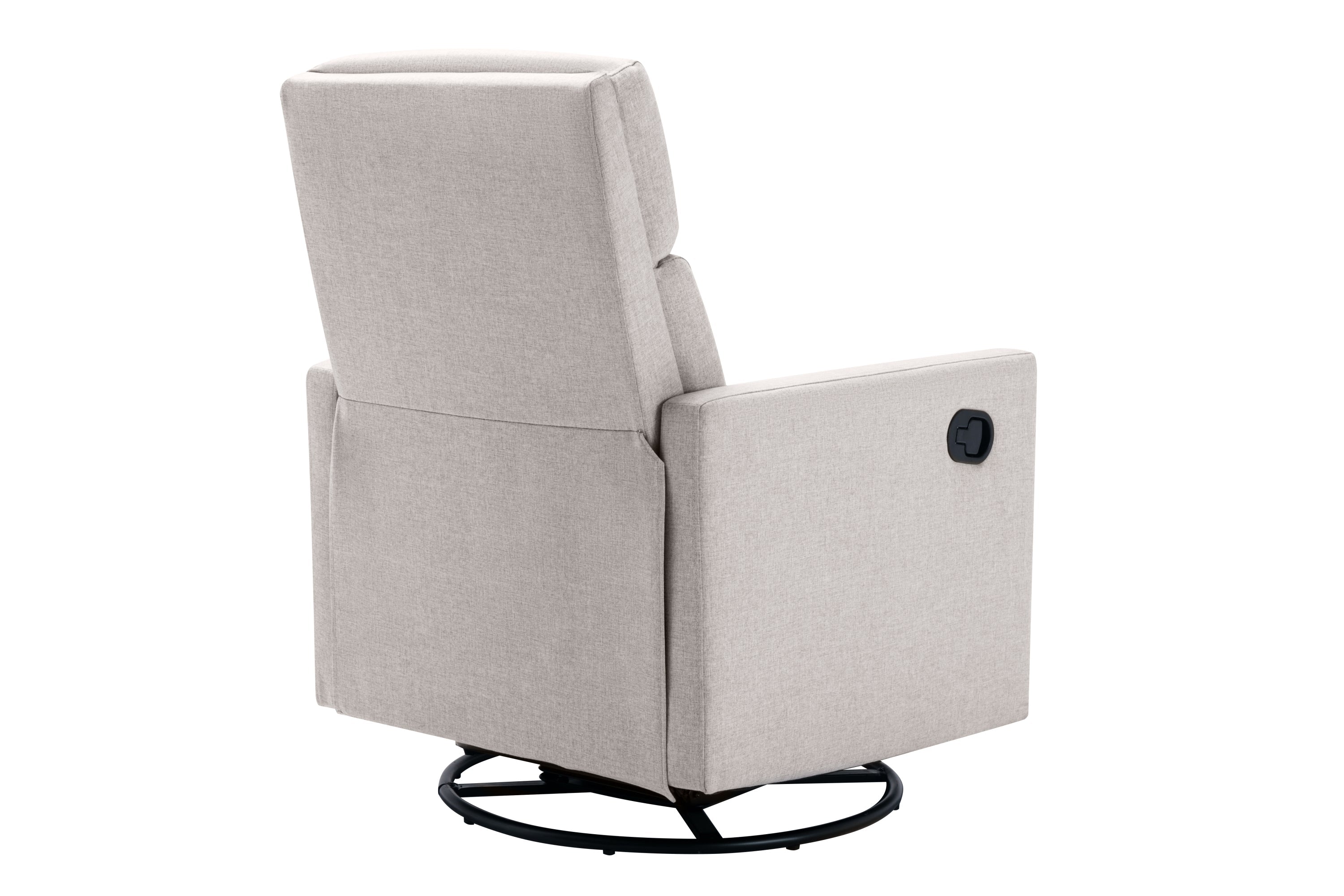 Modern Upholstered Rocker Nursery Chair with Plush Seating, Tan Linen, Swivel Recliner