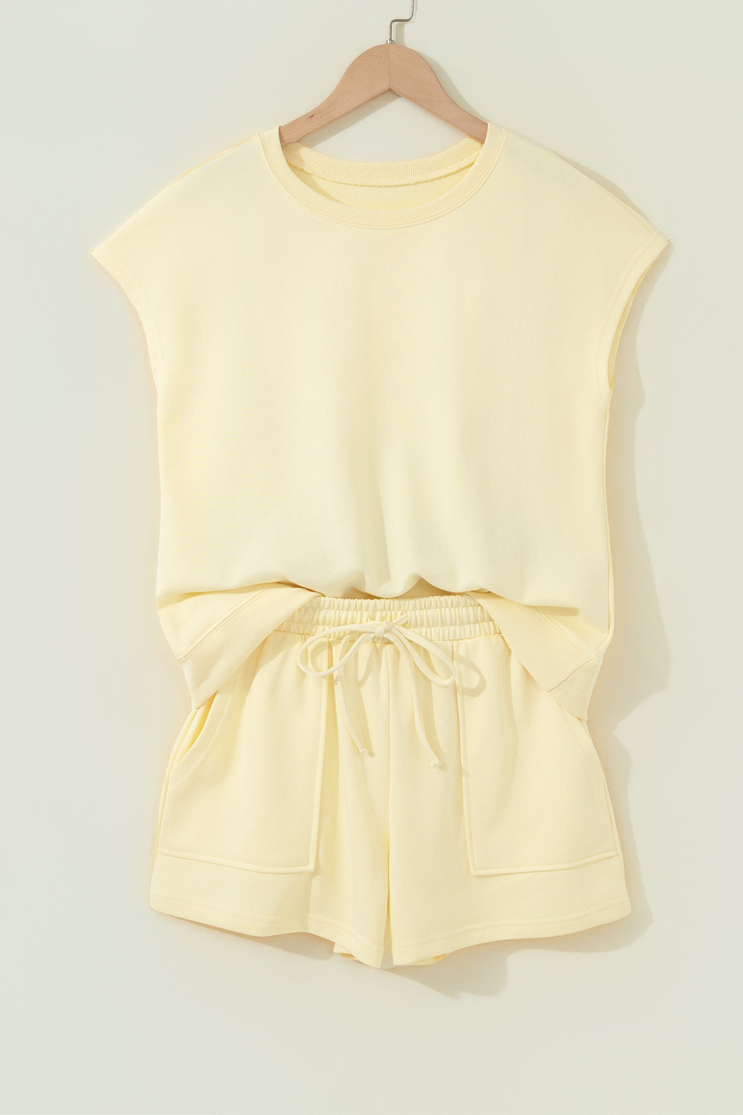 Solid Short Sleeve Tee & Drawstring Shorts Set