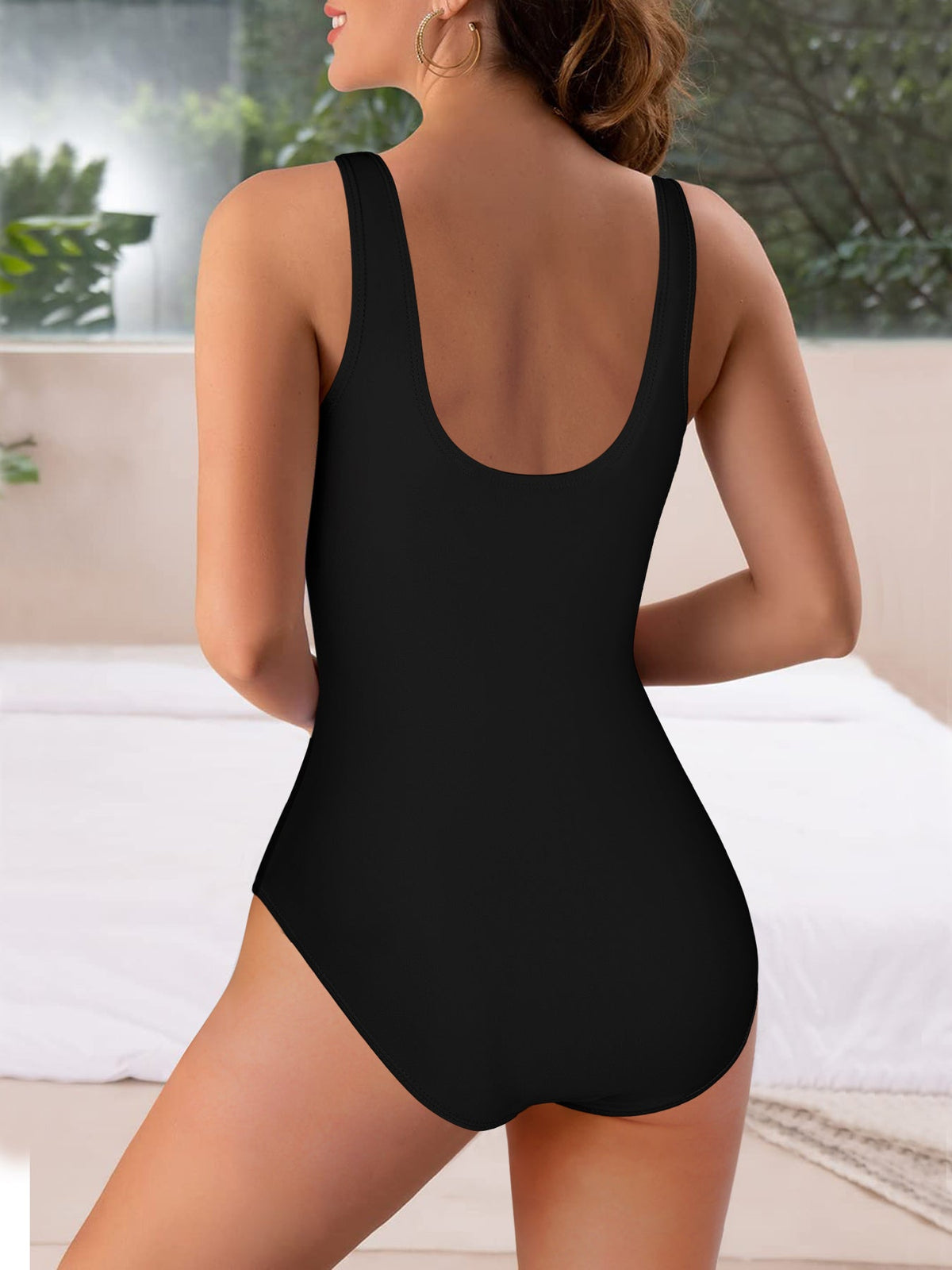Cute Black Puppy One-Piece Swimsuit for Women (Front Printing)