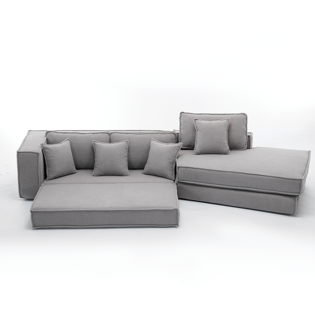 [NEW ARRIVED] [VIDEO PROVIDED]  Folding Convertible Out Sleeper Sofa Bed,2-in-1,  Combination Convertible Sofa,3 seat, Upholstered,Fold Out Floor Gaming Sofa Bed , Lamb Velvet Fabric,Living Room, Gray