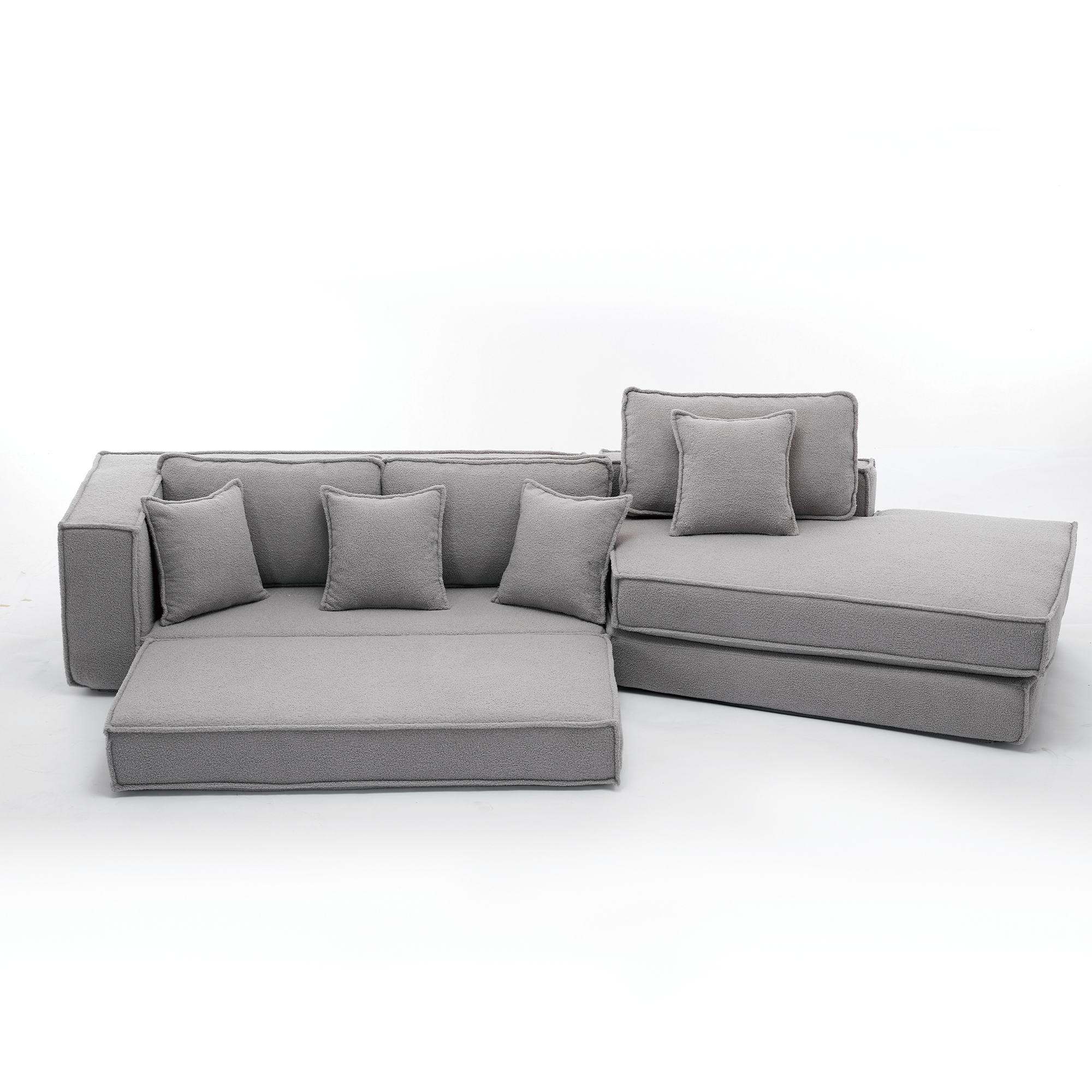 [NEW ARRIVED] [VIDEO PROVIDED]  Folding Convertible Out Sleeper Sofa Bed,2-in-1,  Combination Convertible Sofa,3 seat, Upholstered,Fold Out Floor Gaming Sofa Bed , Lamb Velvet Fabric,Living Room, Gray