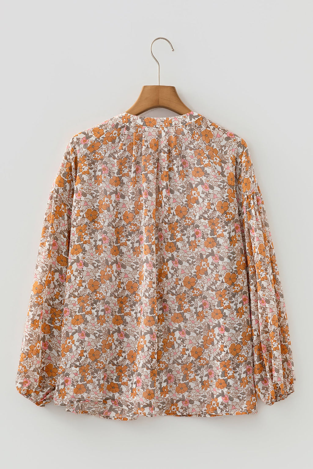 Floral Boho Long Puff Sleeve Buttoned Shirt