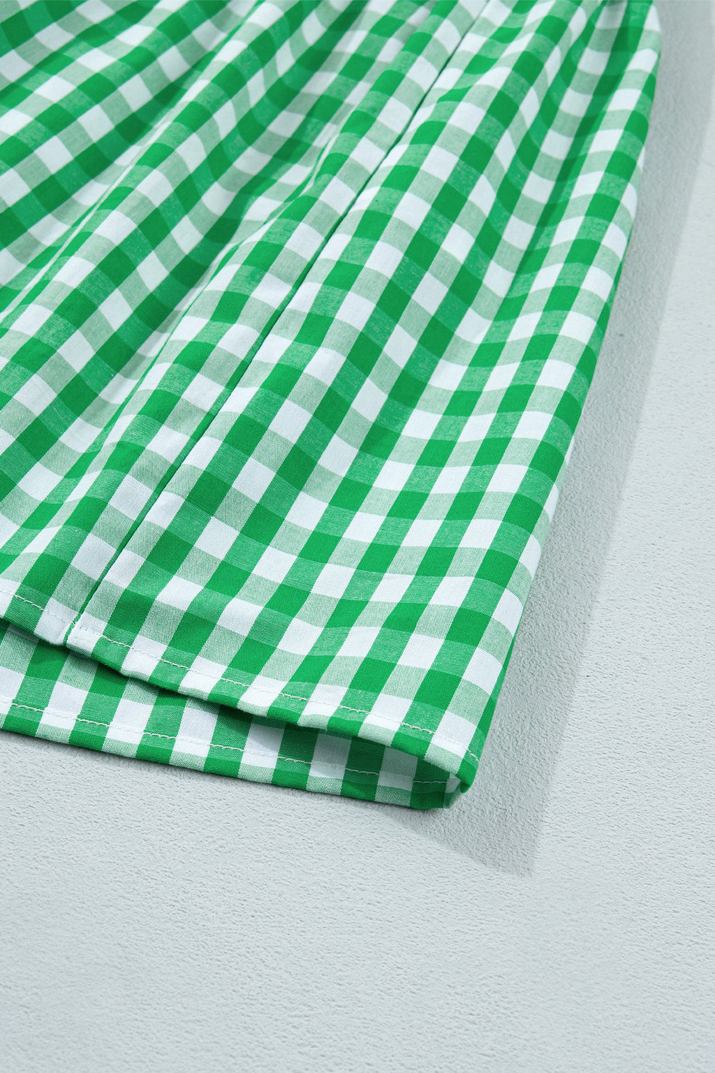 Gingham Colorblock Ruffle Sleeve Midi Dress