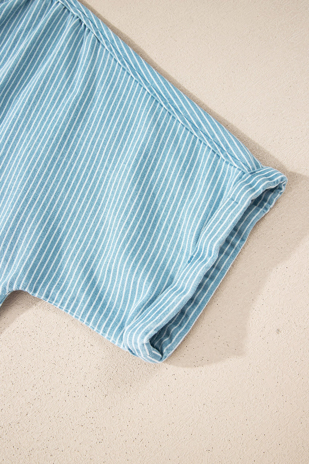Stripe Cuffed Short Sleeve Button Up Shirt