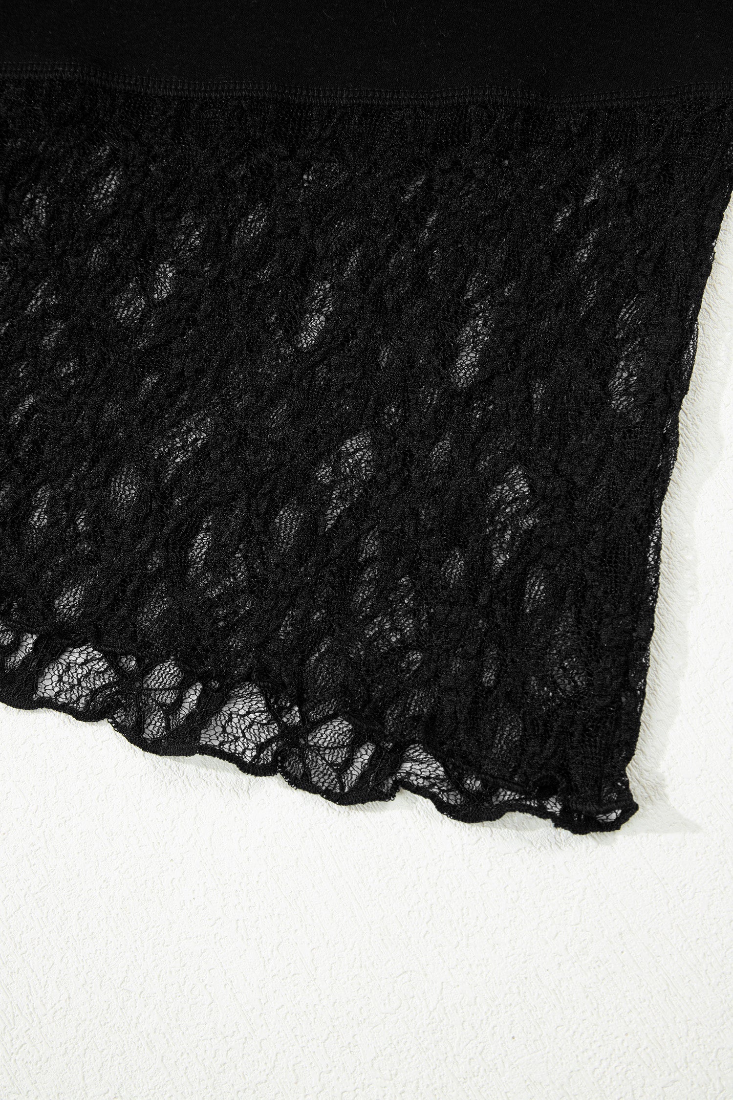 Floral Sheer Lace Patchwork Asymmetric Top