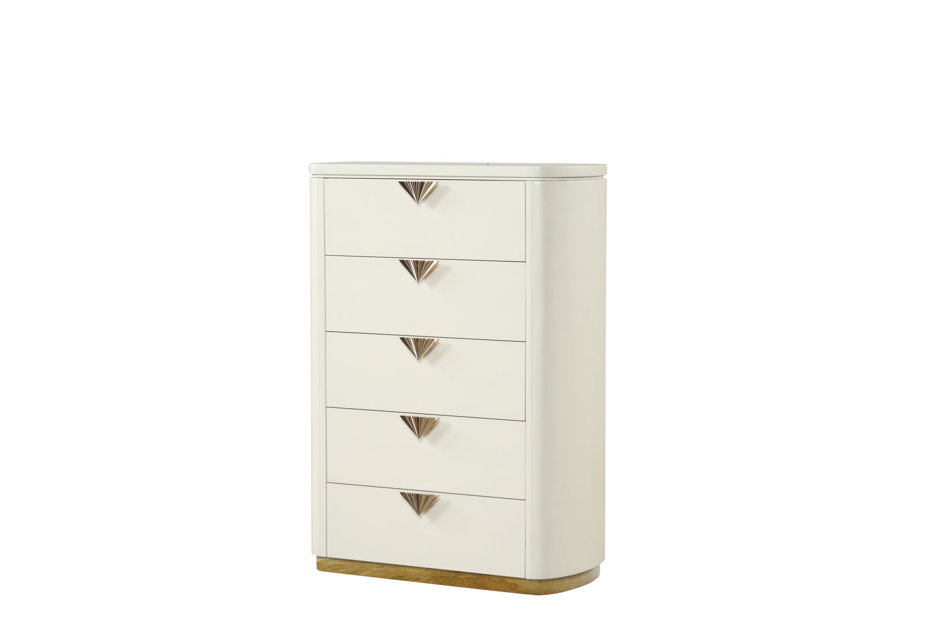 La Pierre Modern Style 5 Pc Queen Upholstered Bedroom Set Made with Wood and Gold Accents in Beige(NJ INVENTORY)