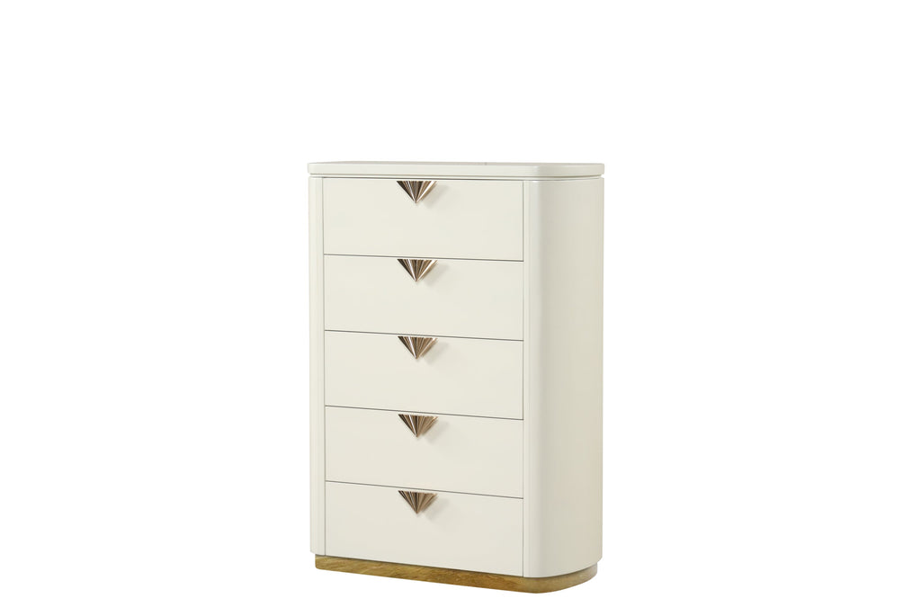 La Pierre Modern Style 5 Pc King Upholstered Bedroom Set Made with Wood and Gold Accents in Beige(NJ INVENTORY)