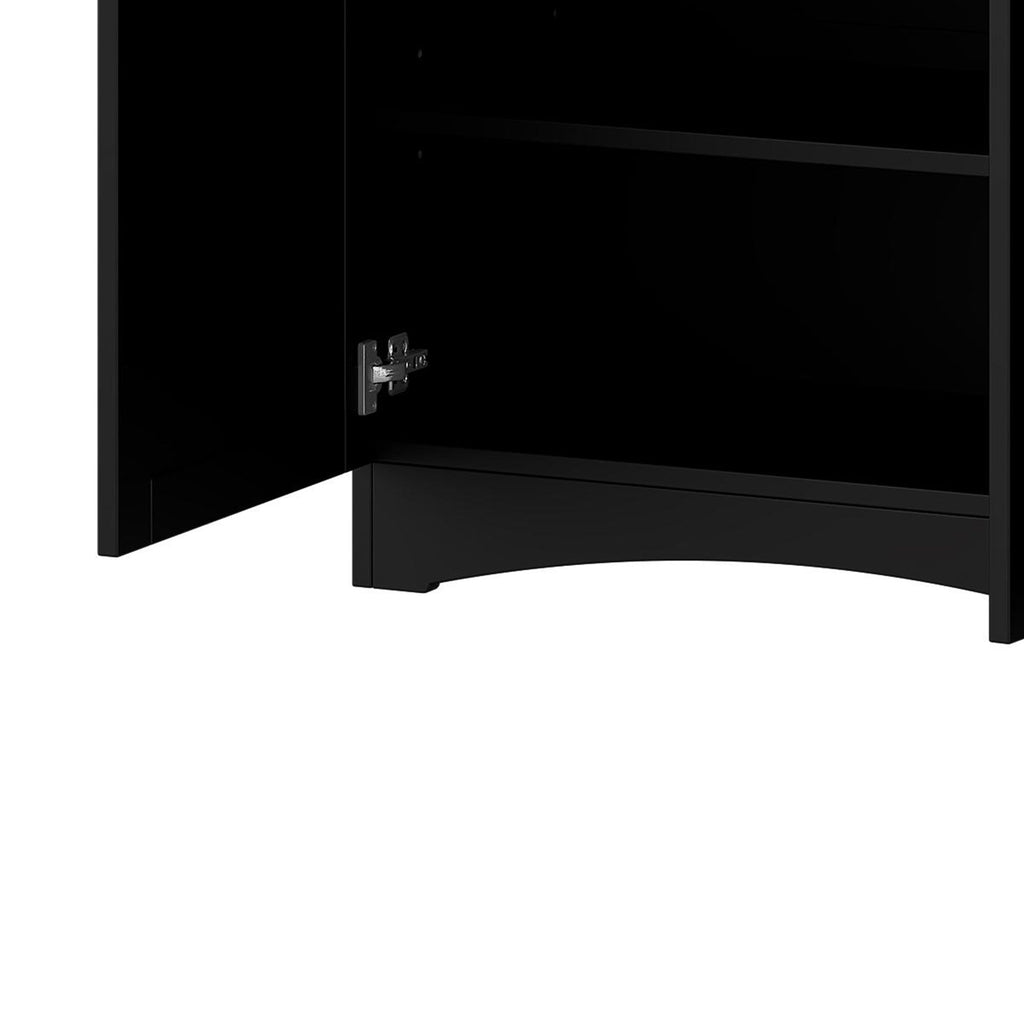 ON-TREND 3-Piece Farmhouse Entertainment Center with Storage Cabinet for TVs Up to 70', Mid-Century TV Stand with Bookshelf, Rustic Versatile Sideboard with Adjustable Shelves for Living Room, Black