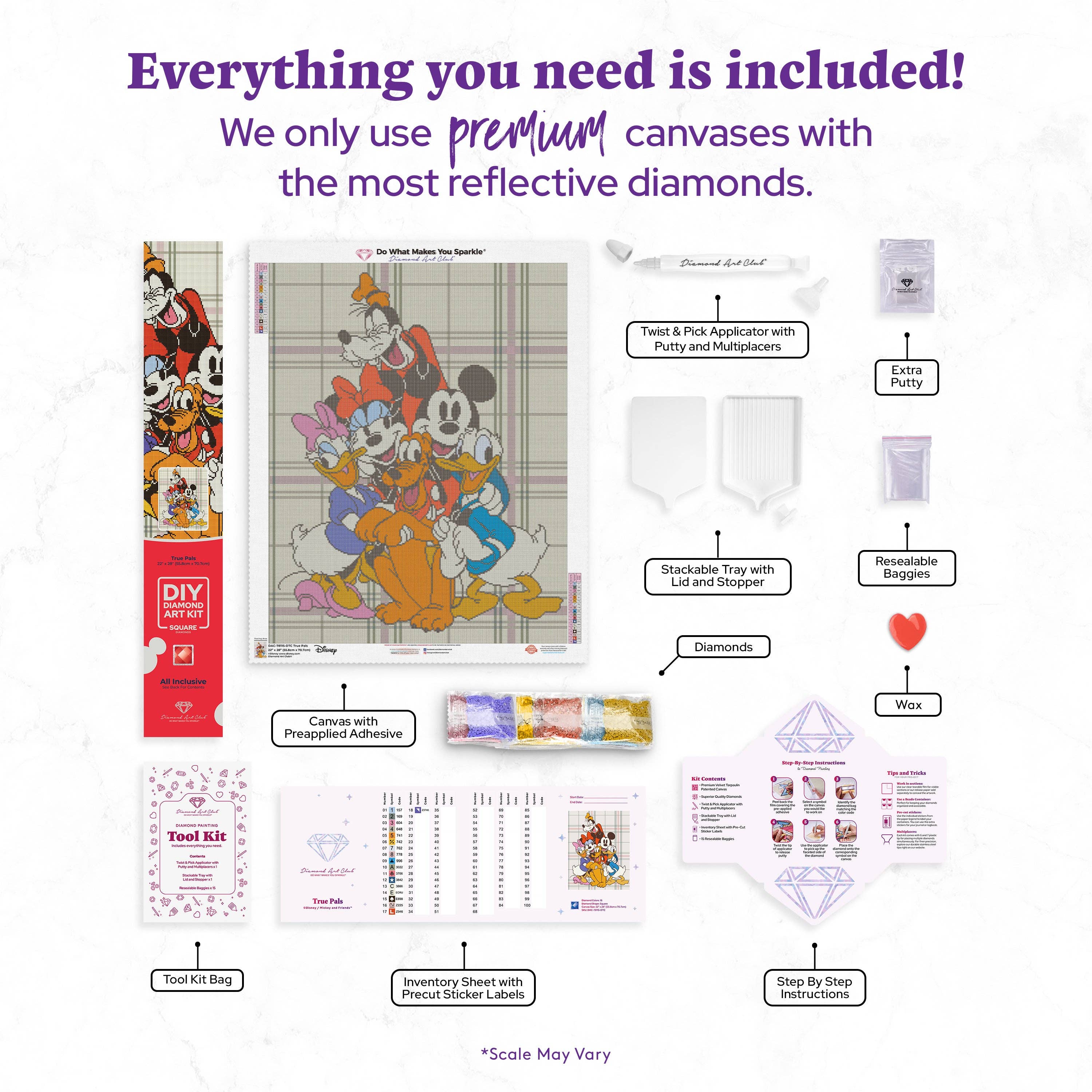 Diamond Art Club – True Pals Licensed Disney Diamond Painting (Square Drill, 22" x 28")