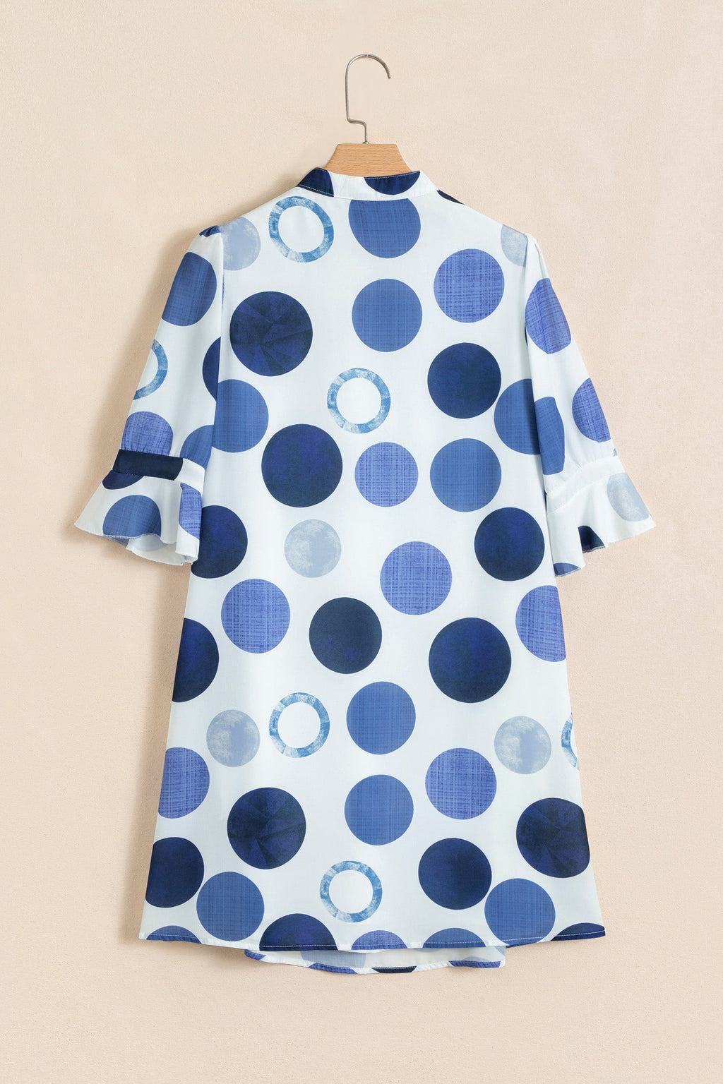 Polka Dot Flounced 3/4 Sleeve Mini Dress