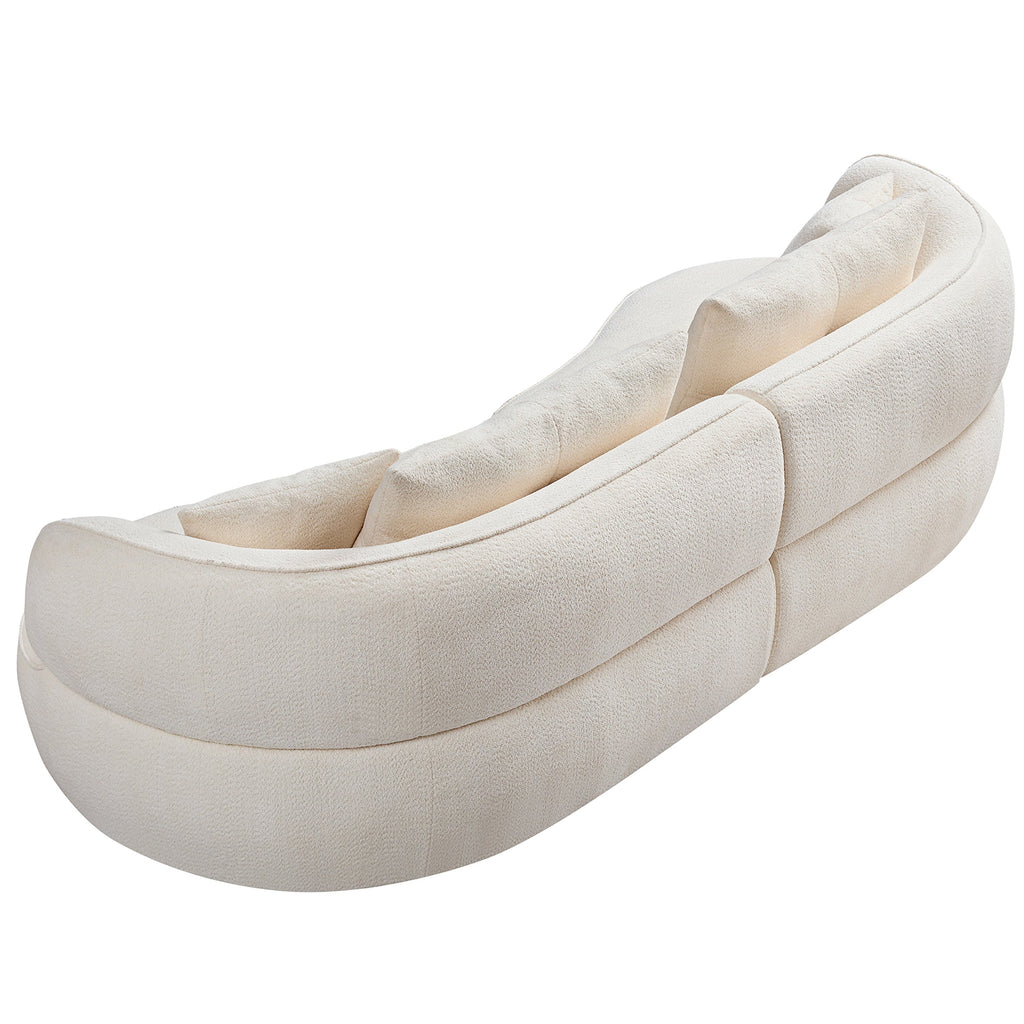 WKS7W 4-Seat Modular Sofa with Removable Pillows in White Durable Fabric and Solid Wood Frame