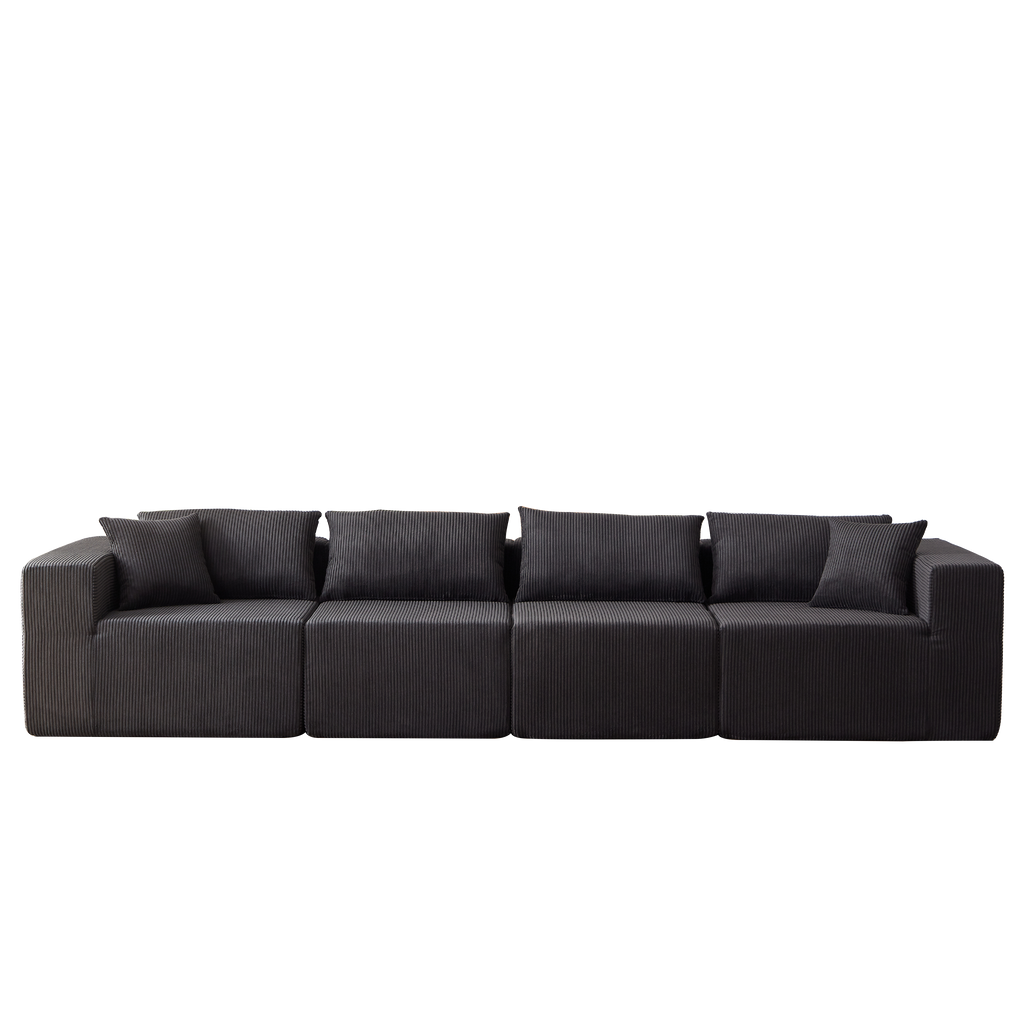 104-Inch Corduroy  Modular L Shaped Sectional Sofa,Luxury Floor Couch Set,Upholstered Indoor Furniture,Foam-Filled Compressed Sofa for Living Room,Bedroom,4 PC Free Combination