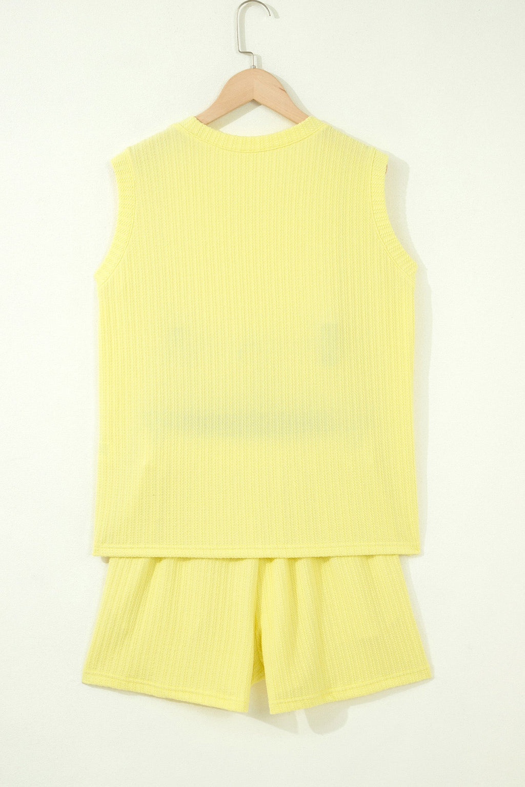 Solid Textured Loose Tank Top & Shorts Set