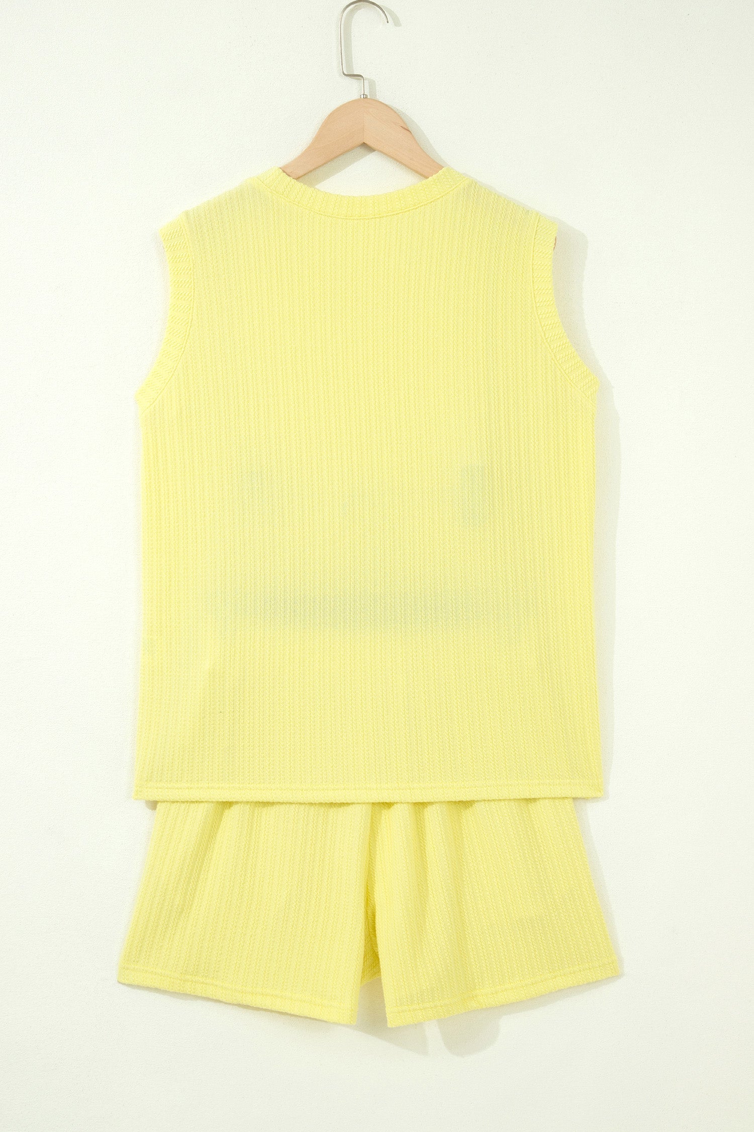 Solid Textured Loose Tank Top & Shorts Set