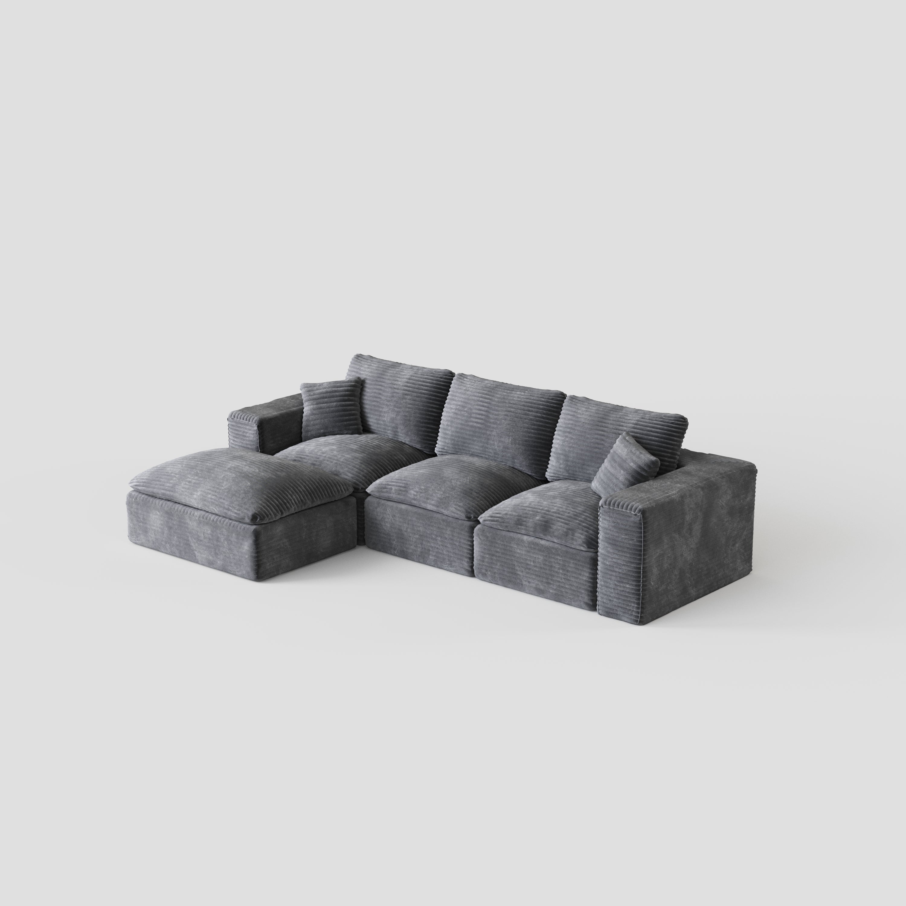 108' Cloud Sectional Couch with L-Shape Chaise, Left-right interchangeable,Modern Modular Sofa with Deep Seat, Upholstered Couches for Living Room Bedroom,No Assembly Required, Soft Plush Corduroy Fab