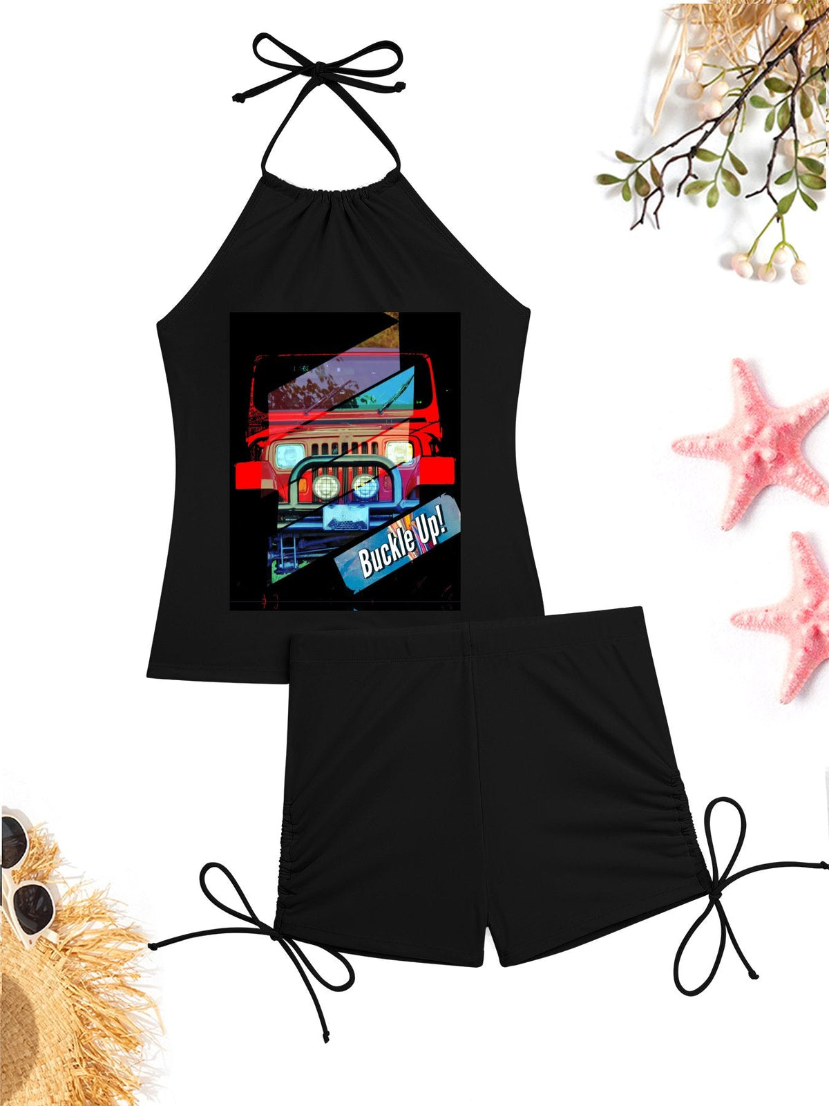 Buckle Up! 4-wheeler Drive Tankini Swimsuits with Shorts for Women