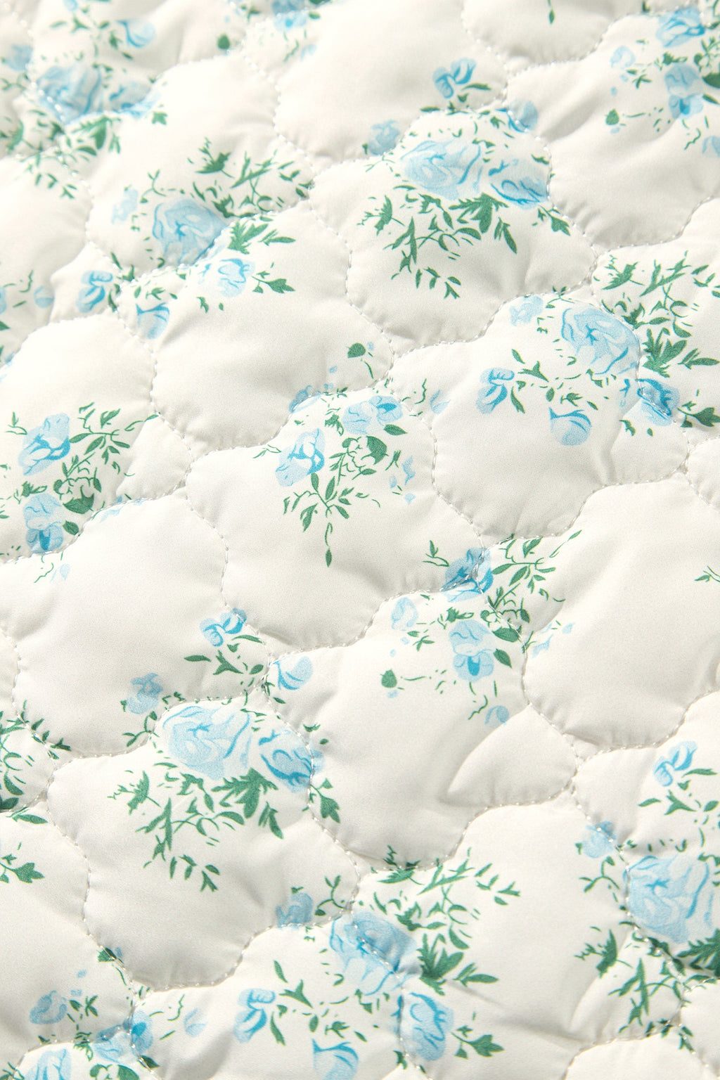 Floral Quilted Ruffle Sleeve Puffer Coat w/ Pockets