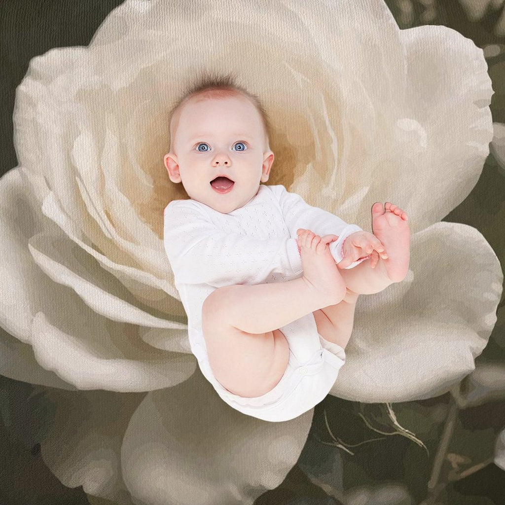 White Rose Sherpa Fleece Throw Blanket - 50"×60"