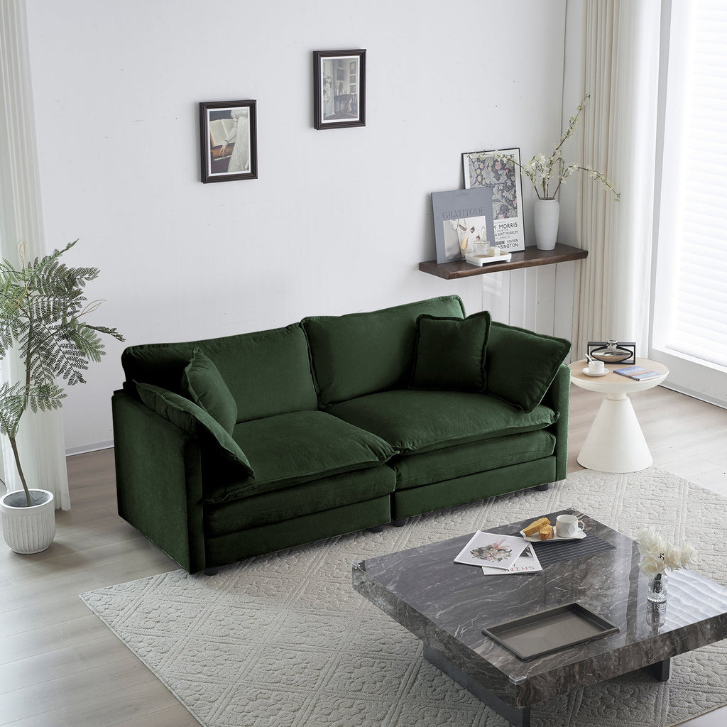 3 Piece Sofa Set Oversized Sofa Comfy Sofa Couch, 2 Pieces of 2 Seater and 1 Piece of 3 Seater Sofa  for Living Room, Deep Seat Sofa Green Chenille