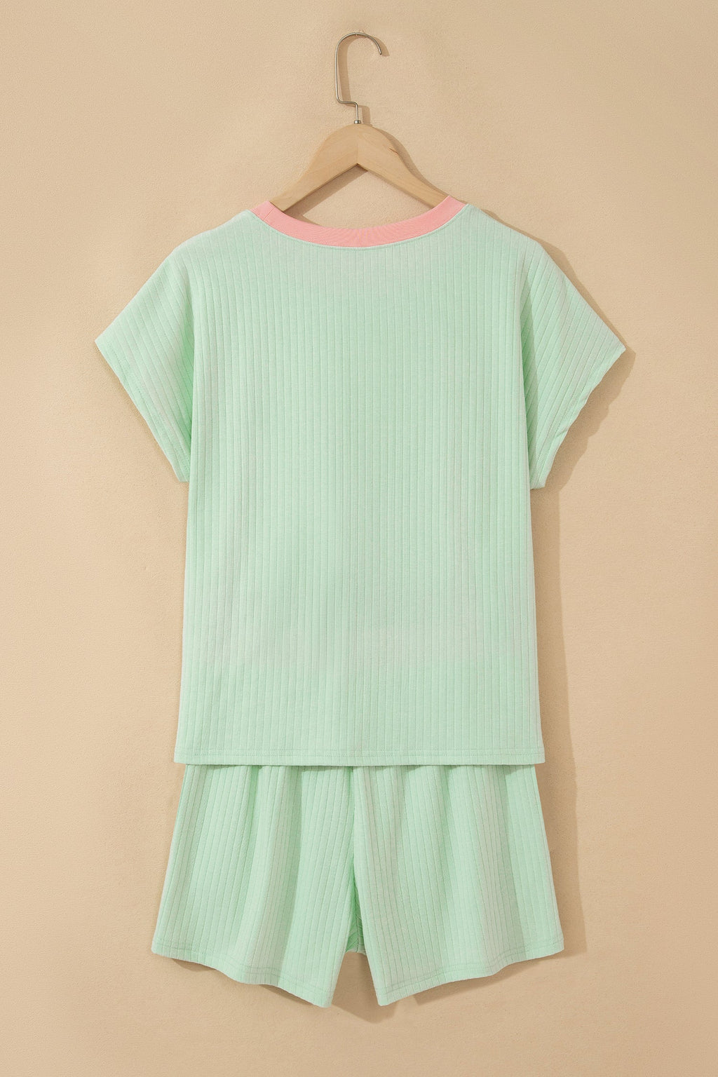 Colorblock Trim Ribbed Top & Shorts Set