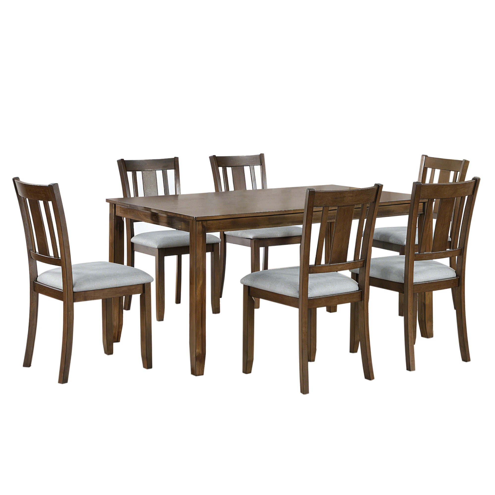 6 Pieces Kitchen Dining Set, Rectangular Wooden Dining Table With 4 Upholstered Chairs And A Bench